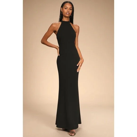 green emerald velvet dress Halter Fit N Flare Graduation Prom Formal Dress HB2027A Size 18w / Other main image 0